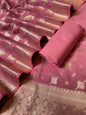 Rose Pink Semi Chiniya Silk Floral Zari Booti Banarasi Suit with Lehriya Jaal Dupatta 125DAN_SC11