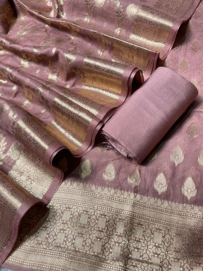Mauve Semi Chiniya Silk Floral Zari Booti Banarasi Suit with Lehriya Jaal Dupatta 125DAN_SC1