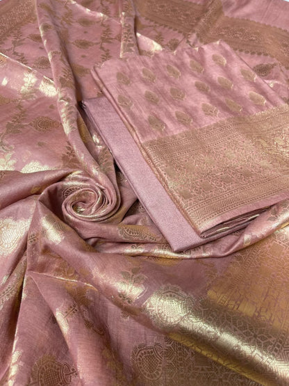 Mauve Semi Chiniya Silk Floral Zari Booti Banarasi Suit with Lehriya Jaal Dupatta 125DAN_SC1
