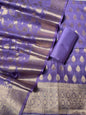 Light Lavender Semi Chiniya Silk Floral Zari Booti Banarasi Suit with Lehriya Jaal Dupatta 125DAN_SC5