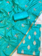 Seagreen Cotton Dyable Floral Zari Booti with Embroidery Resham Dupatta Banarasi Suit 125IM_DCS25