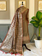 Taupe Grey Silk Zari Temple Daman Banarasi Suit With Floral Zari Jaal Dupatta 125PNJ_SL3