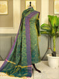 Seagreen Silk Zari Tye Dye Booti Banarasi Suit With Tye Dye Jaal Dupatta 125PNJ_STD5