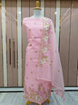 Pink Kota Check Multi Resham Embroidery Banarasi Suit with Cutwork Dupatta 12JJ_KC1