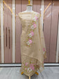 Light Brown Kota Check Multi Resham Embroidery Banarasi Suit with Cutwork Dupatta 12JJ_KC10
