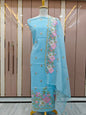 Sky Blue Kota Check Multi Resham Embroidery Banarasi Suit with Cutwork Dupatta 12JJ_KC7