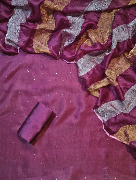 Magenta Mul Cotton Abla work Banarasi Suit with Organza Silk Sona Rupa Dupatta12JJ_MLC4