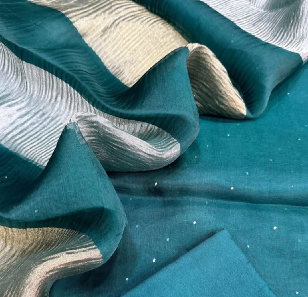 Seagreen Mul Cotton Abla work Banarasi Suit with Organza Silk Sona Rupa Dupatta 12JJ_MLC8
