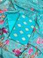 Blue Floral Zari Booti with Digital Print Dupatta Banarasi Suit 12SHL_CP5
