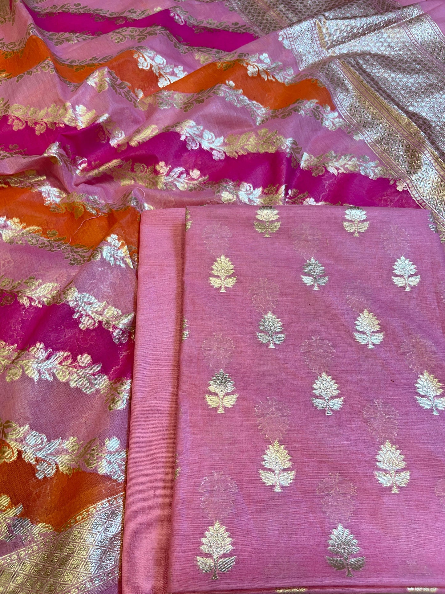 Pink Pure Cotton Lorex weave Zari Booti Banarasi Suit 1300IM_PCL10