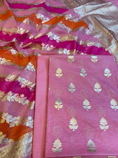 Pink Pure Cotton Lorex weave Zari Booti Banarasi Suit 1300IM_PCL10