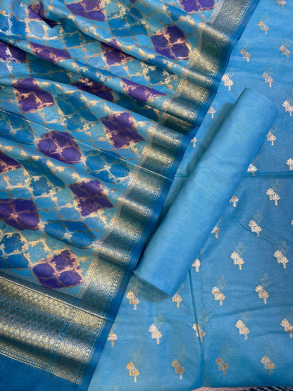 Sky Blue Pure Cotton Lorex weave Dual Zari Booti Banarasi Suit 1300IM_PCL11