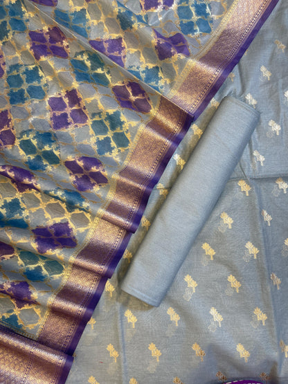 Light Blue Pure Cotton Lorex weave Dual Zari Booti Banarasi Suit 1300IM_PCL14