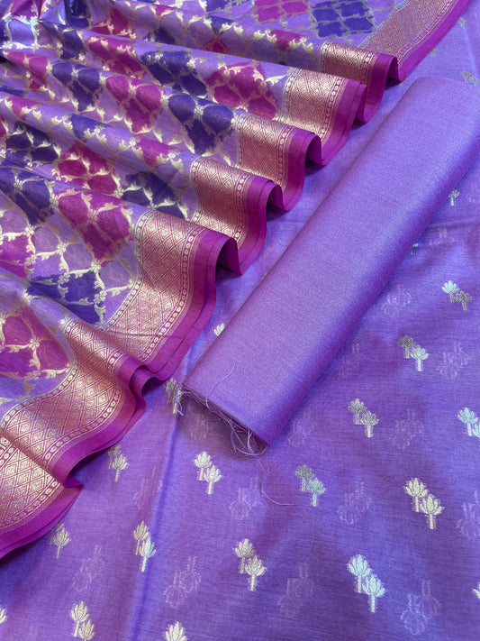 Purple Pure Cotton Lorex weave Dual Zari Booti Banarasi Suit 1300IM_PCL16