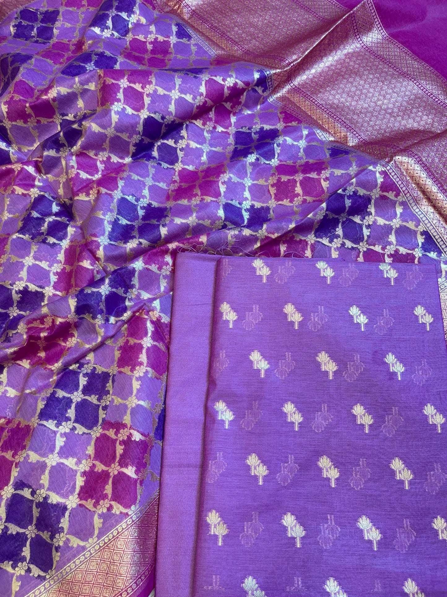 Purple Pure Cotton Lorex weave Dual Zari Booti Banarasi Suit 1300IM_PCL16