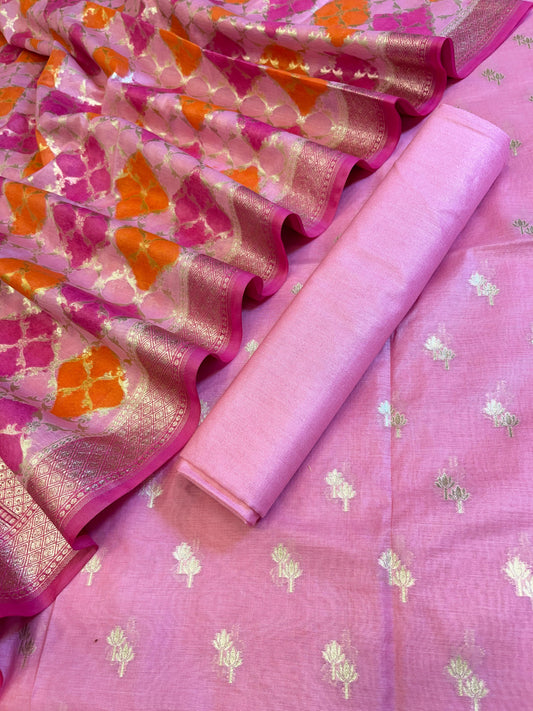 Pink Pure Cotton Lorex weave Dual Zari Booti Banarasi Suit 1300IM_PCL19