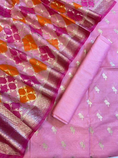 Pink Pure Cotton Lorex weave Dual Zari Booti Banarasi Suit 1300IM_PCL19