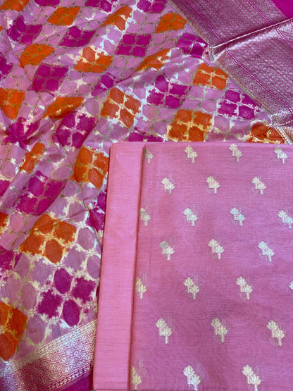 Pink Pure Cotton Lorex weave Dual Zari Booti Banarasi Suit 1300IM_PCL19