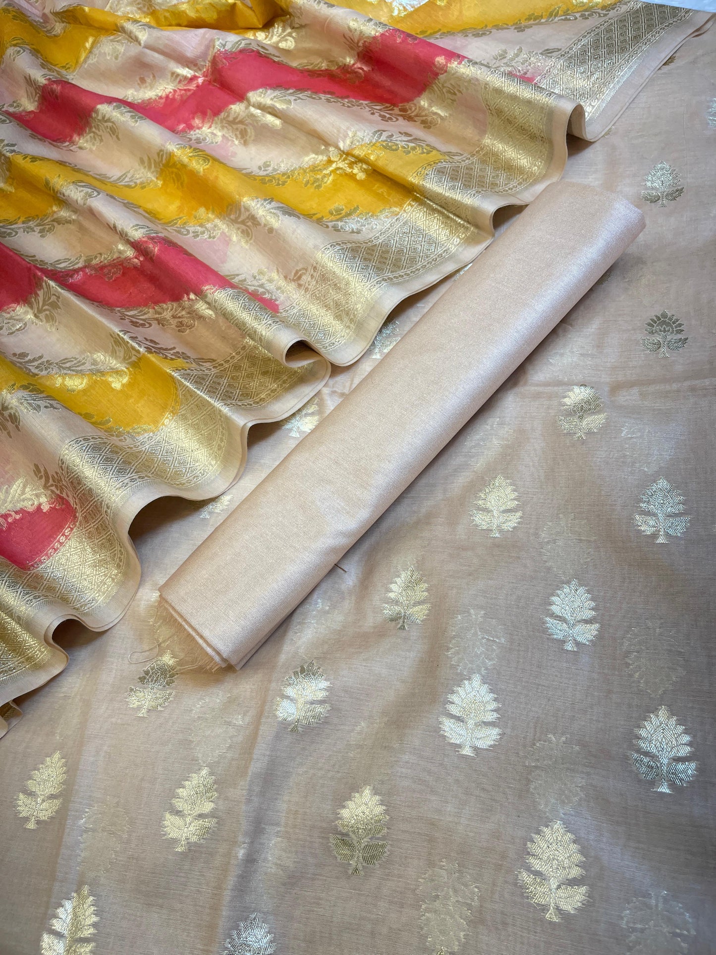Tussar Pure Cotton Lorex weave Zari Booti Banarasi Suit 1300IM_PCL2