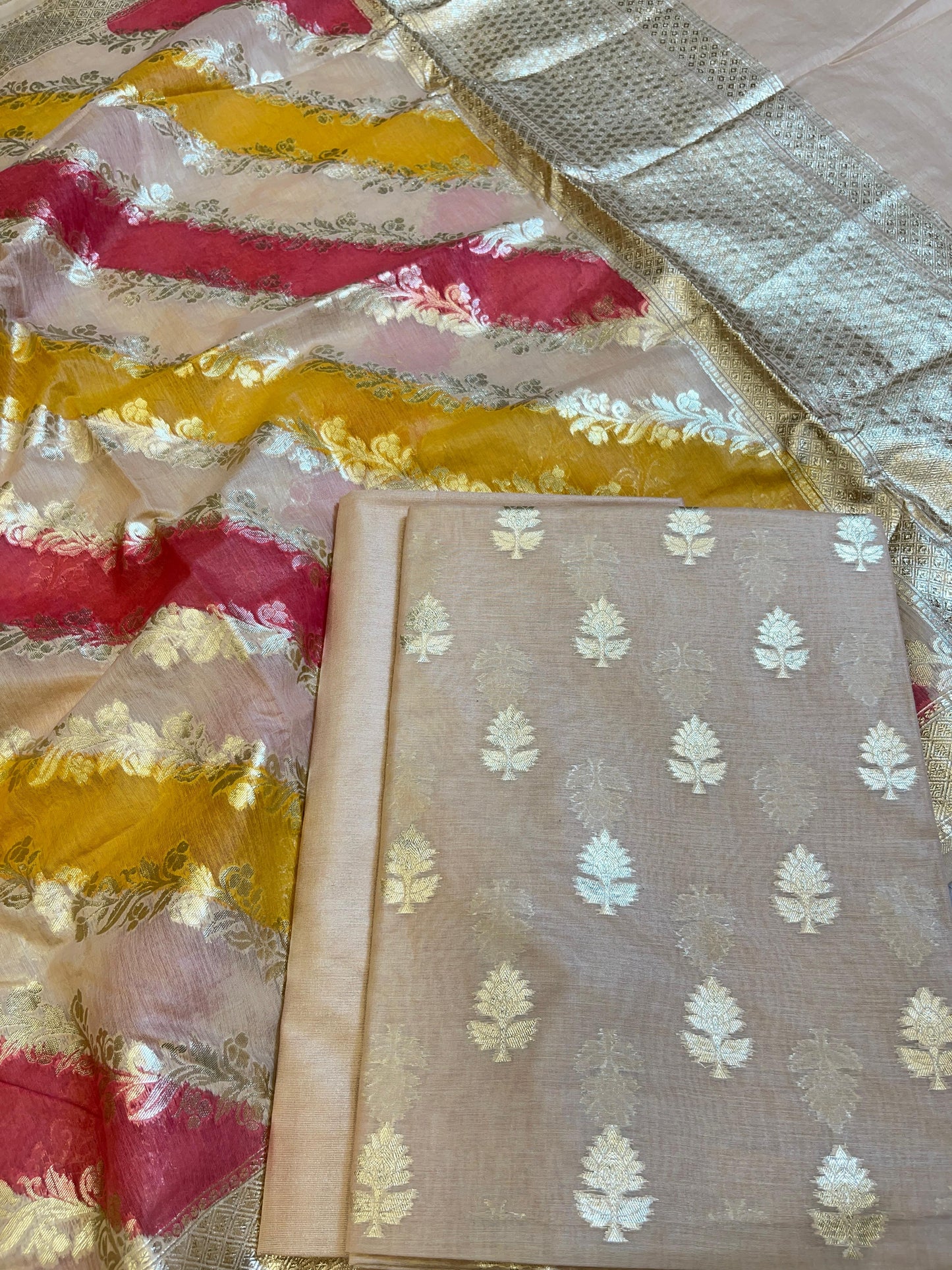Tussar Pure Cotton Lorex weave Zari Booti Banarasi Suit 1300IM_PCL2
