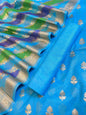Blue Pure Cotton Lorex weave Zari Booti Banarasi Suit 1300IM_PCL3