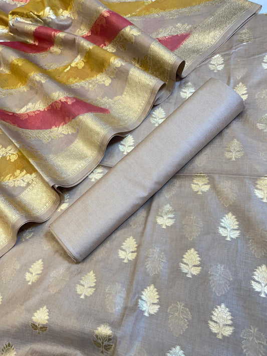 Mauve Pure Cotton Lorex weave Zari Booti Banarasi Suit 1300IM_PCL4