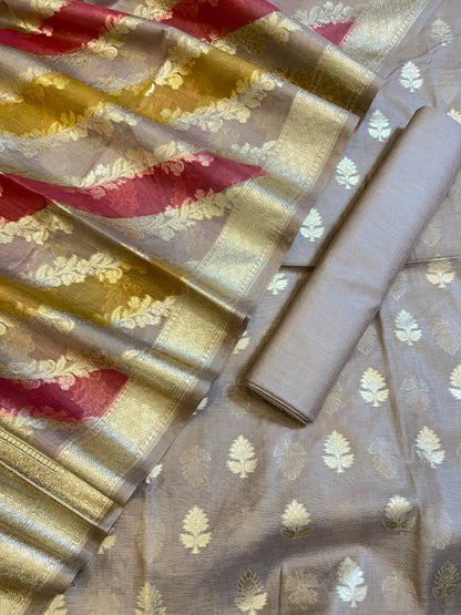 Mauve Pure Cotton Lorex weave Zari Booti Banarasi Suit 1300IM_PCL4