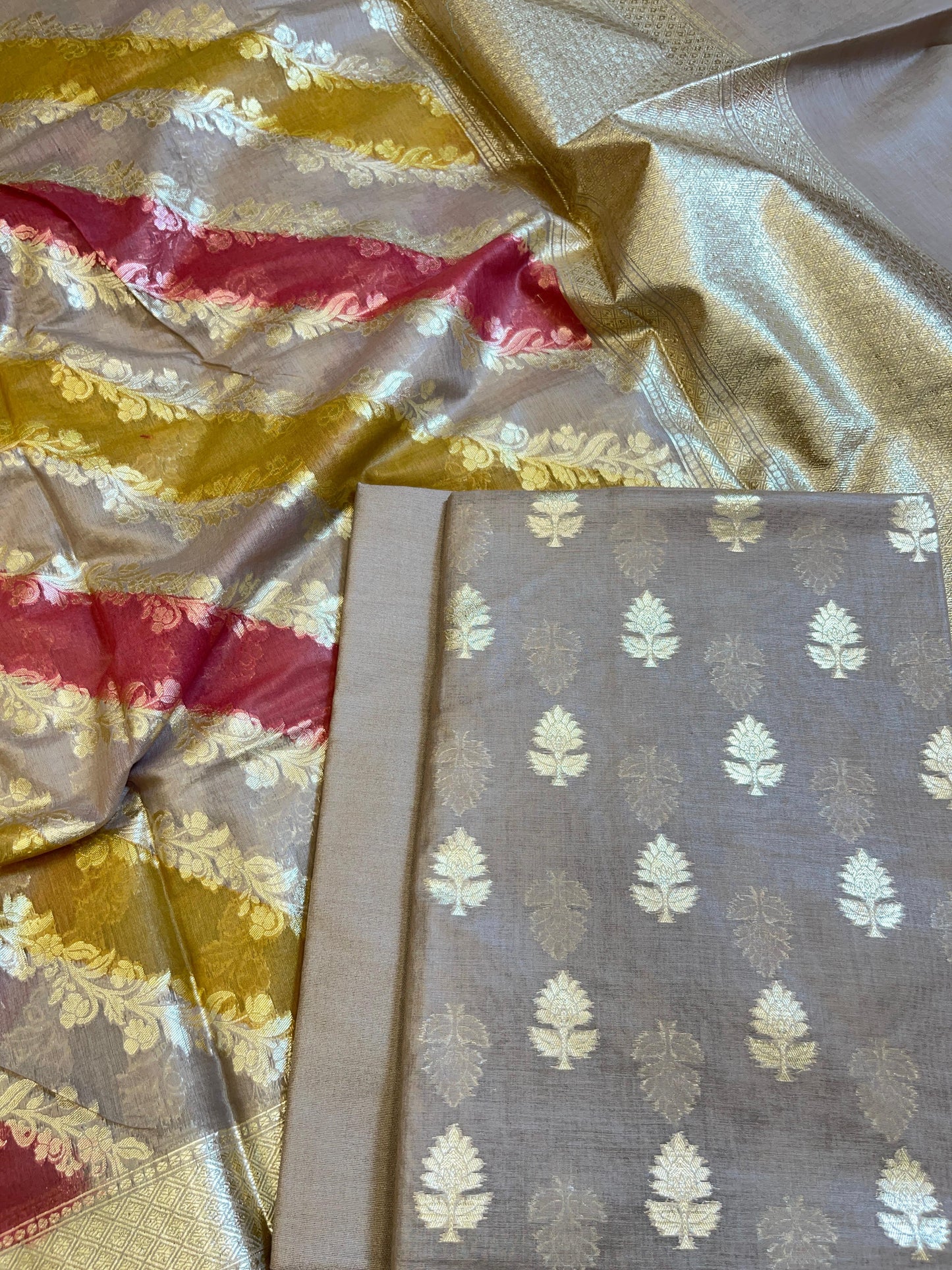 Mauve Pure Cotton Lorex weave Zari Booti Banarasi Suit 1300IM_PCL4