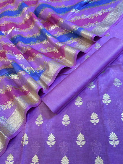 Purple Pure Cotton Lorex weave Zari Booti Banarasi Suit 1300IM_PCL9