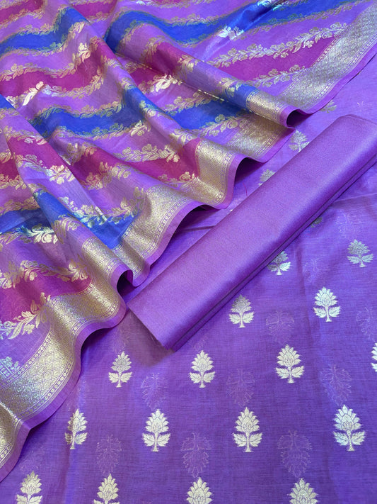 Purple Pure Cotton Lorex weave Zari Booti Banarasi Suit 1300IM_PCL9
