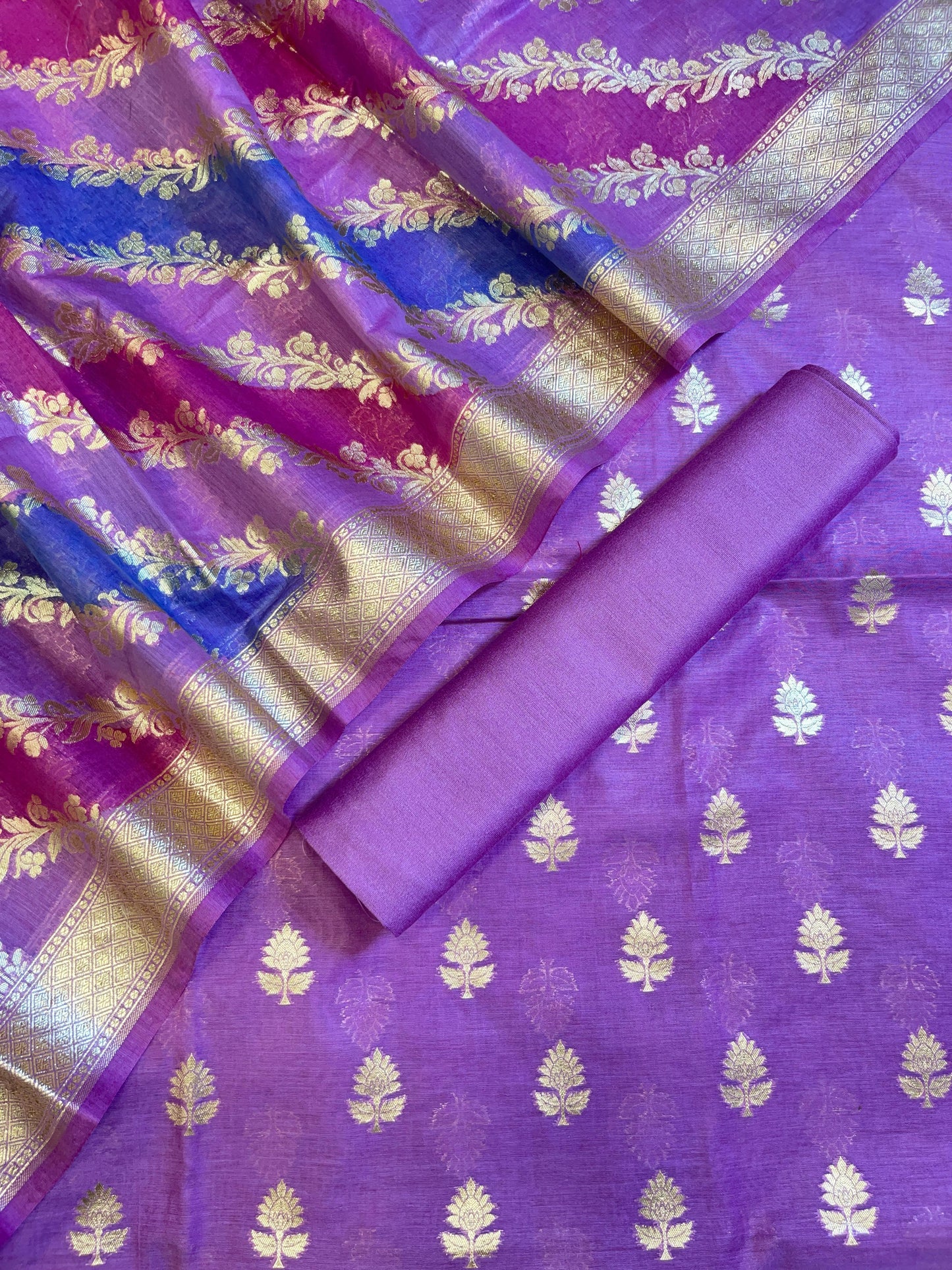 Purple Pure Cotton Lorex weave Zari Booti Banarasi Suit 1300IM_PCL9
