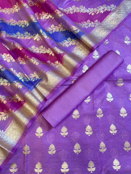 Purple Pure Cotton Lorex weave Zari Booti Banarasi Suit 1300IM_PCL9
