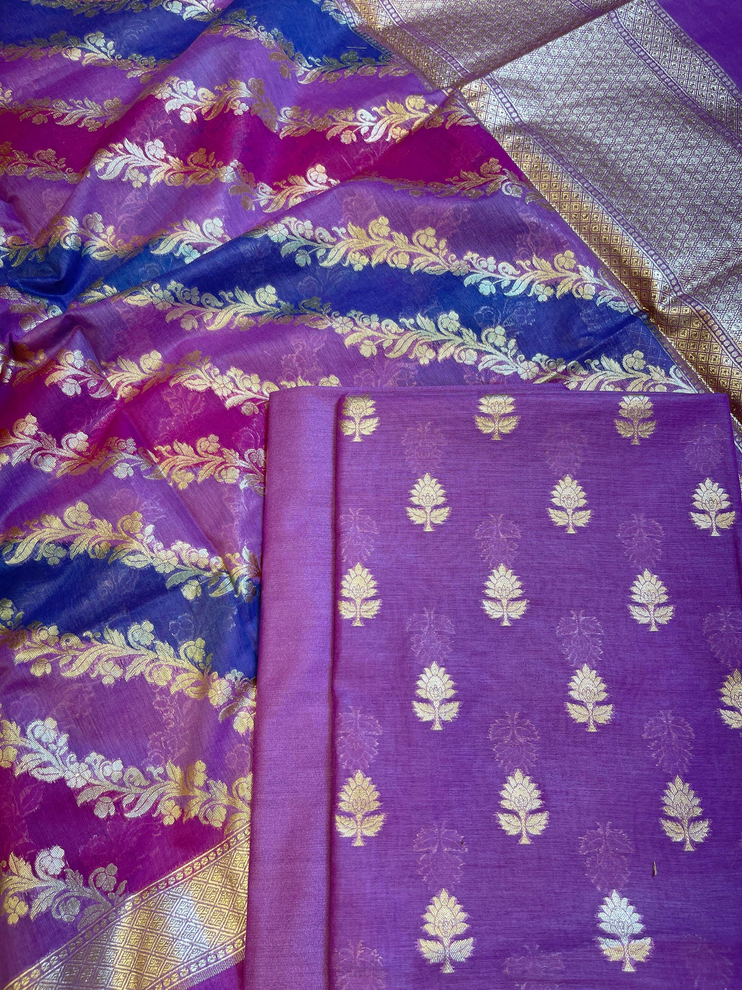 Purple Pure Cotton Lorex weave Zari Booti Banarasi Suit 1300IM_PCL9