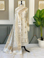 Off White Dupion Silk Zari Boota Banarasi Suit With Zari Jaal Dupatta 130PNJ_DP4