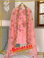 Peach Organza Silk Dyable Banarasi Suit with Cutwork Embroidery Dupatta 1350SKL_OD1