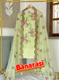 Green Organza Silk Dyable Banarasi Suit with Cutwork Embroidery Dupatta 1350SKL_OD2