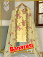 Yellow Organza Silk Dyable Banarasi Suit with Cutwork Embroidery Dupatta 1350SKL_OD3