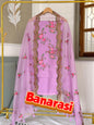 Purple Organza Silk Dyable Banarasi Suit with Cutwork Embroidery Dupatta 1350SKL_OD4