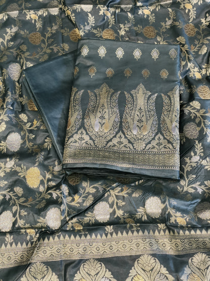 Seagreen Cotton Dyable Alfi Zari Booti Banarasi Suit with Floral Zari Jaal Banarasi Suit 13SHL_DAS3