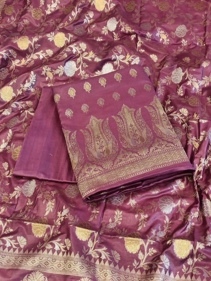 Magenta Cotton Dyable Alfi Zari Booti Banarasi Suit with Floral Zari Jaal Banarasi Suit 13SHL_DAS4