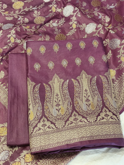 Magenta Cotton Dyable Alfi Zari Booti Banarasi Suit with Floral Zari Jaal Banarasi Suit 13SHL_DAS4