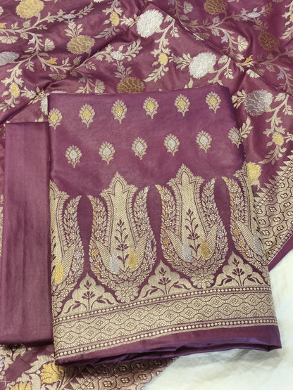Magenta Cotton Dyable Alfi Zari Booti Banarasi Suit with Floral Zari Jaal Banarasi Suit 13SHL_DAS4