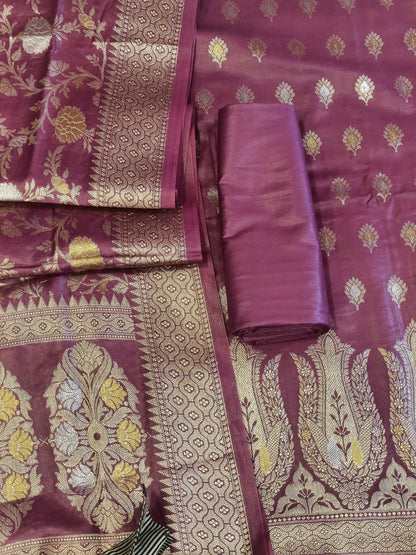 Magenta Cotton Dyable Alfi Zari Booti Banarasi Suit with Floral Zari Jaal Banarasi Suit 13SHL_DAS4