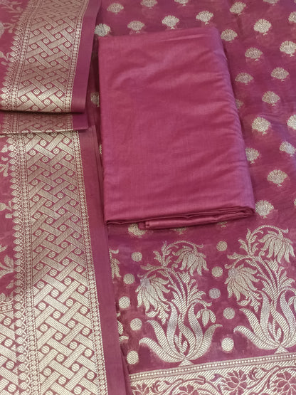 Magenta Cotton Dyable Alfi Zari Booti Banarasi Suit with Floral Zari Jaal Banarasi Suit 13SHL_DAS6