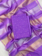 Purple Mal Chanderi Mirror Work Booti Banarasi Suit With Stripe Dupatta 150PNJ_MR4