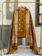 Mustard Katan Silk Alfi Zari Booti Banarasi Suit With Floral Jaal Dupatta 150PNJ_SA5