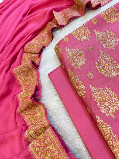 Magenta Cotton Resham Floral Neem Zari Booti Banarasi Suit 155SHL_CNM2