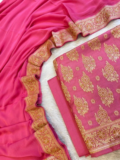 Magenta Cotton Resham Floral Neem Zari Booti Banarasi Suit 155SHL_CNM2
