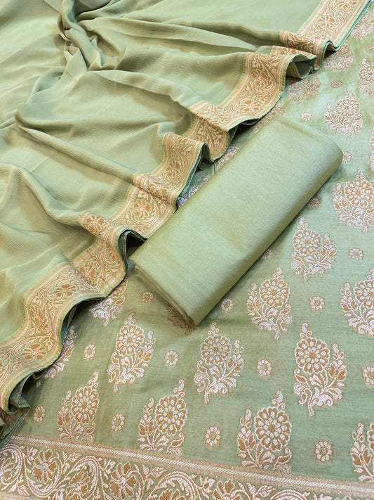 Green Cotton Resham Floral Neem Zari Booti Banarasi Suit 155SHL_CNM3