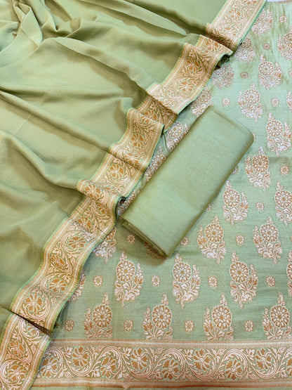 Green Cotton Resham Floral Neem Zari Booti Banarasi Suit 155SHL_CNM3